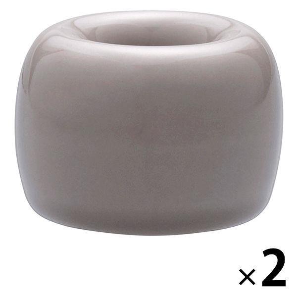 無印良品 磁器歯ブラシスタンド・1本用 グレー・直径4×高さ3cm 2個 良品計画