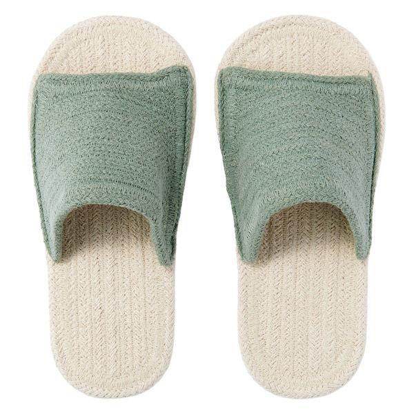 無印良品 ルームサンダル 前あき Ｌ ２５〜２６．５ｃｍ用 生成×スモーキーグリーン 良品計画