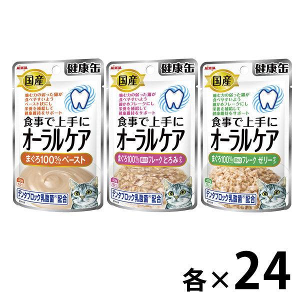 （お得なアソート）健康缶 オーラルケア 40g アソート 72個（3種×24個）アイシア キャットフード 猫 パウチ