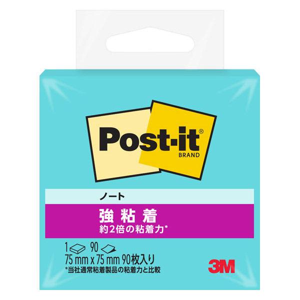 スリーエム(3M) ポストイット ふせん 付箋 強粘着 ノート 75mm×75mm アクアスプラッシュ 1冊 654SS-AQ