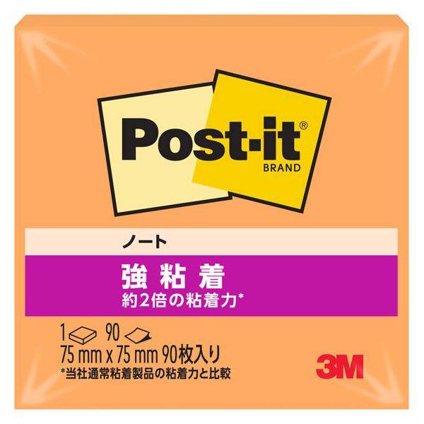 スリーエム(3M) ポストイット ふせん 付箋 強粘着 ノート 75mm×75mm バイタルオレンジ 1冊 654SS-VO