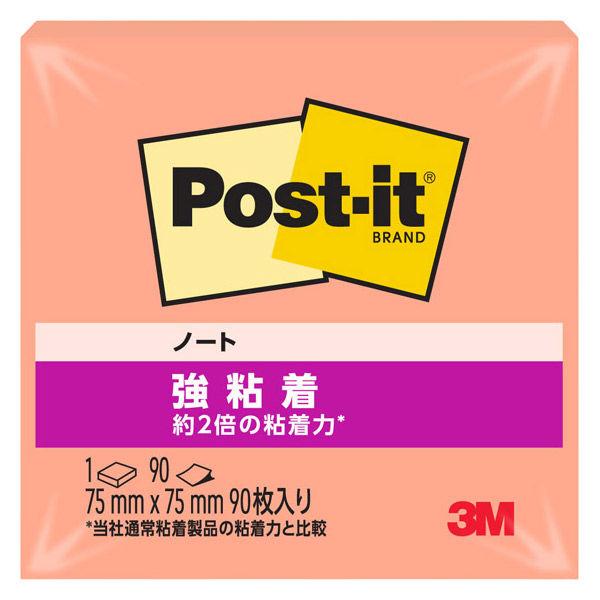 スリーエム(3M) ポストイット ふせん 付箋 強粘着 ノート 75mm×75mm パパイヤフィズ 1冊 654SS-FZ