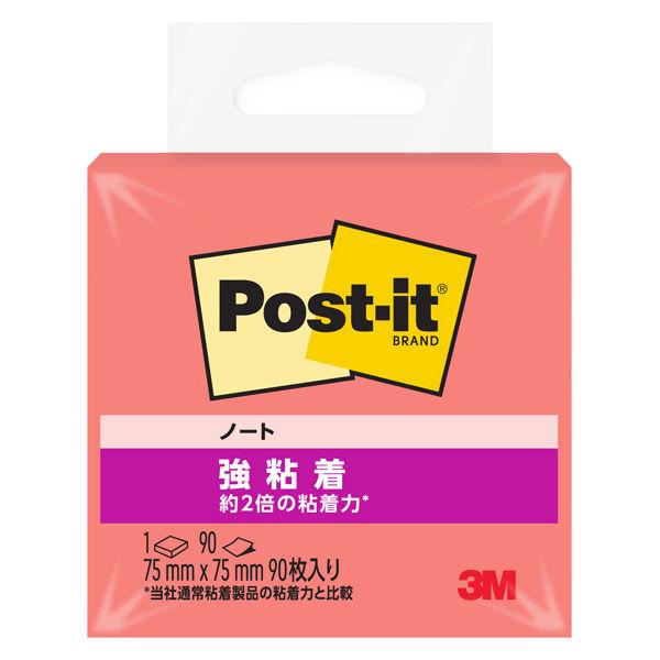 スリーエム(3M) ポストイット ふせん 付箋 強粘着 ノート 75mm×75mm グアバ 1冊 654SS-GU