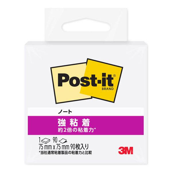 スリーエム(3M) ポストイット ふせん 付箋 強粘着 ノート 75mm×75mm ホワイト 1冊 654SS-W