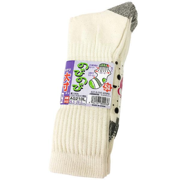 小野商事 先丸靴下 のびのびサポーター 大きめサイズ AG210L 1組(5足)