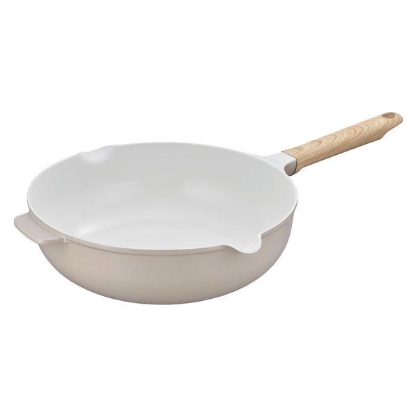 サーモス マルチパン 28cm グレージュ IH/ガス火対応 KFOー028W GG1個 深型設計 軽量 フッ素化合物不使用