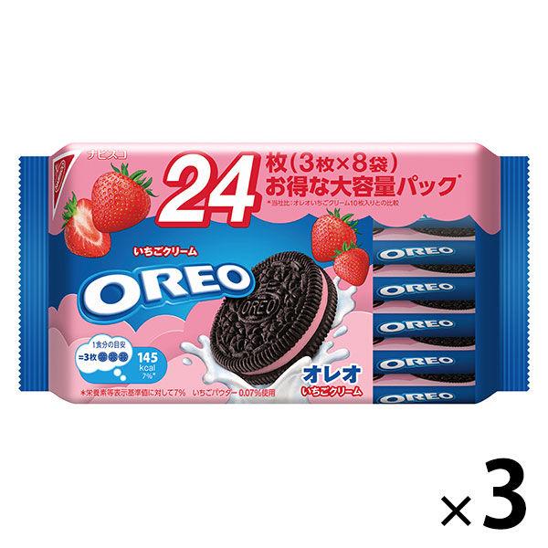 クッキー　クリームサンド オレオ ファミリーパック いちごクリーム 24枚入 1セット（1個×3）