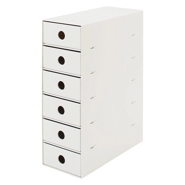 無印良品 再生ポリプロピレン入り小物収納ボックス６段 ホワイトグレー 約幅１１×奥行２４．５×高さ３２ｃｍ 良品計画