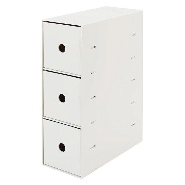 無印良品 再生ポリプロピレン入り小物収納ボックス３段 ホワイトグレー 約幅１１×奥行２４．５×高さ３２ｃｍ 良品計画