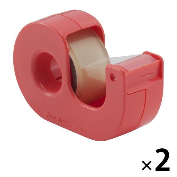 ニチバン セロテープ 小巻カッターつき まっすぐ切れるタイプ レッド 幅18mm×8m CT-18DCR 1セット（2個）