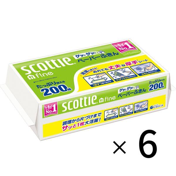 キッチンペーパー 1セット（200組×6パック）スコッティ サッとサッと ペーパーふきん キッチンタオル ソフトパック 日本製紙クレシア