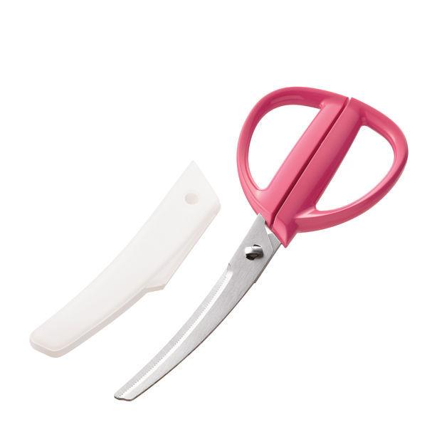 LOHACO - カーブ キッチンバサミ（ケース付）はさみ 鋏 ピンク 貝印