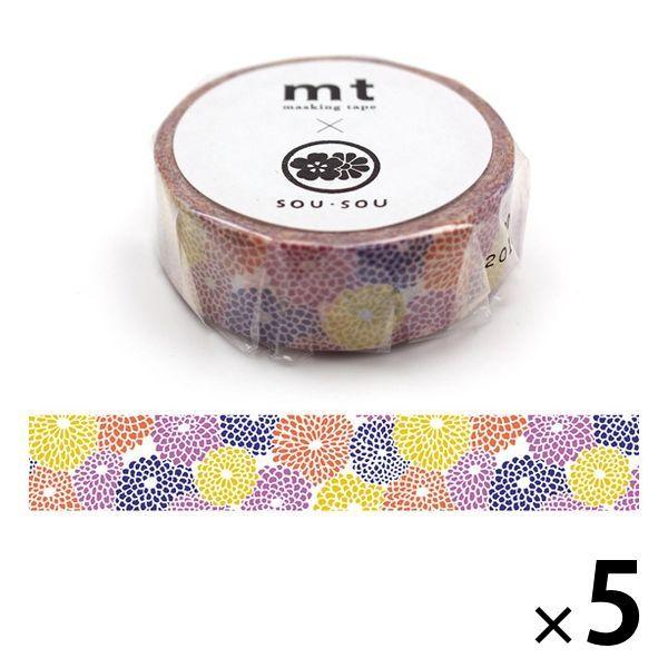 【アウトレット】カモ井加工紙 マスキングテープ mt SOU・SOU 菊づくし 幅15mm MTSOU09 5巻