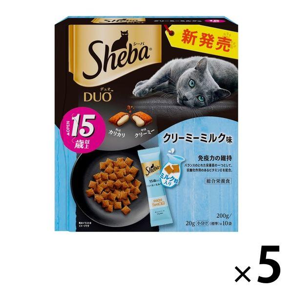 シーバ デュオ 15歳以上 クリーミーミルク味 200g 5個 キャットフード 猫 ドライ