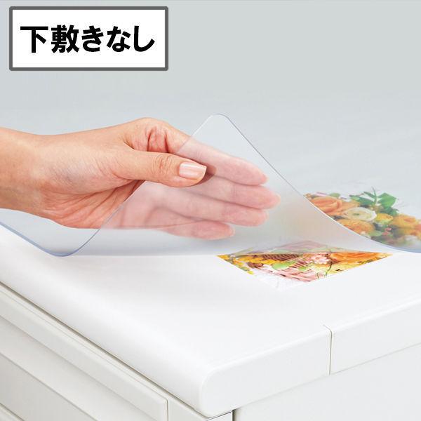 プラス ななめカットデスクマット OAタイプ 小（990×590mm） 厚さ1.7mm 下敷きなし 透明 41344