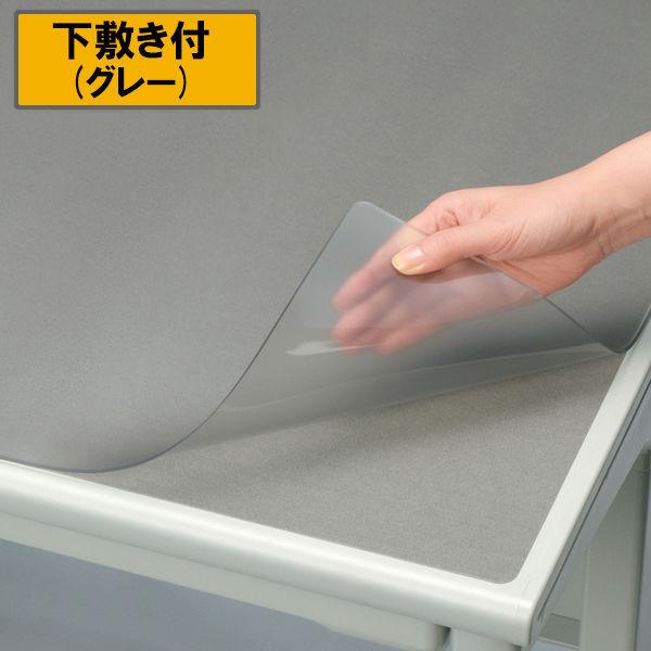 プラス ななめカットデスクマット OAタイプ 大（1390×590mm） 厚さ1.7mm 下敷き付 透明 41334