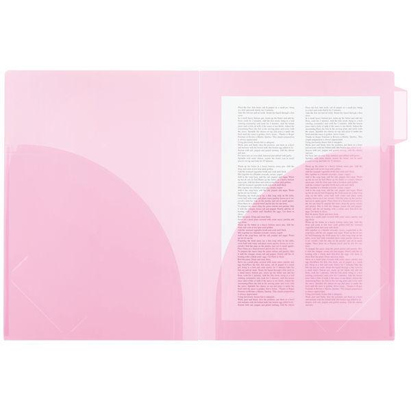 アスクル インデックス付き見開きカラークリアーホルダー ピンク 79391 1袋（10冊入）  オリジナル