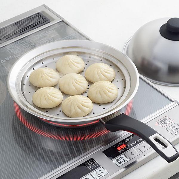 蒸し器 フライパンにのせて簡単蒸しプレート 20〜22cm用 ドーム型 フタ付き ステンレス 日本製 1個