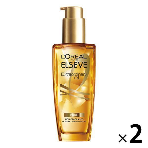 ロレアル パリ エルセーヴ ヘアオイル ピュア セラム 100mL 集中補修 無香料 (洗い流さないトリートメント)2個