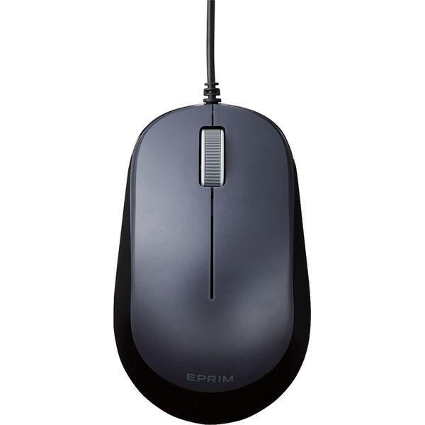 マウス 有線 3ボタン ブルーLED 左右対称 両利き EPRIM Chromebook 認定 ブラック M-Y8UBBK エレコム 1個