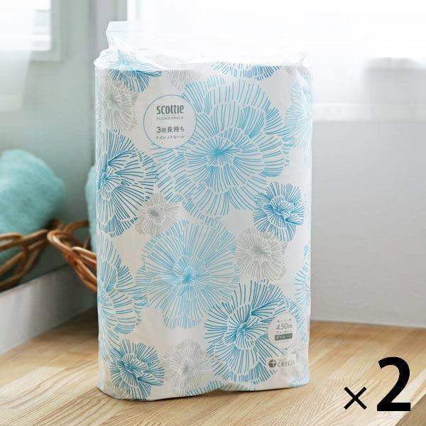 （セール）トイレットペーパー 6ロール 3倍長持ち ダブル スコッティ フラワーパック 北欧 1セット（6ロール×2パック）（イチオシ）