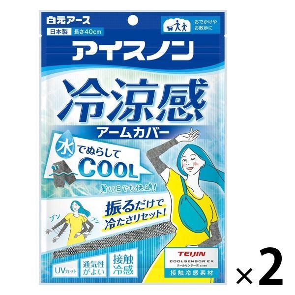 アイスノン 冷涼感 アームカバー 1セット（2枚入×2袋） チャコールグレー UVカット 白元アース 冷却用品