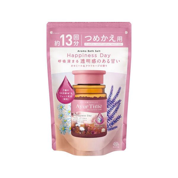 （セール）入浴剤 バスソルト アーユルタイム ハピネスデイ 詰め替え用 520g 1個 アロマ 透明タイプ アース製薬