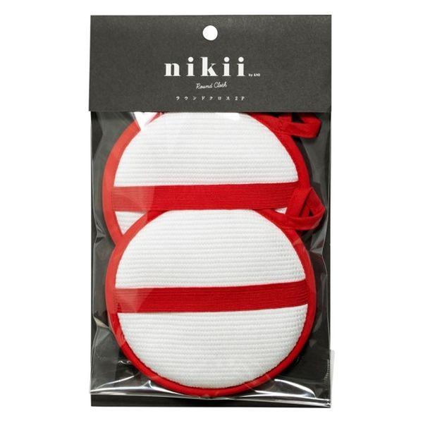 ＆NE nikii ラウンドクロス ちょい拭き 両面ふきん レッド ループ付き 1個（2枚入）エヌ・エレファント