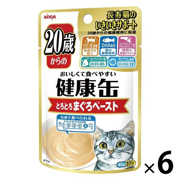 健康缶 20歳からの健康缶 まぐろペースト 40g 6袋 アイシア キャットフード 猫用 パウチ