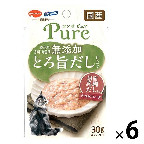 コンボ ピュア キャット パウチ かつお・国産真鯛だし入り 無添加 国産 30g 1セット（1個×6）キャットフード