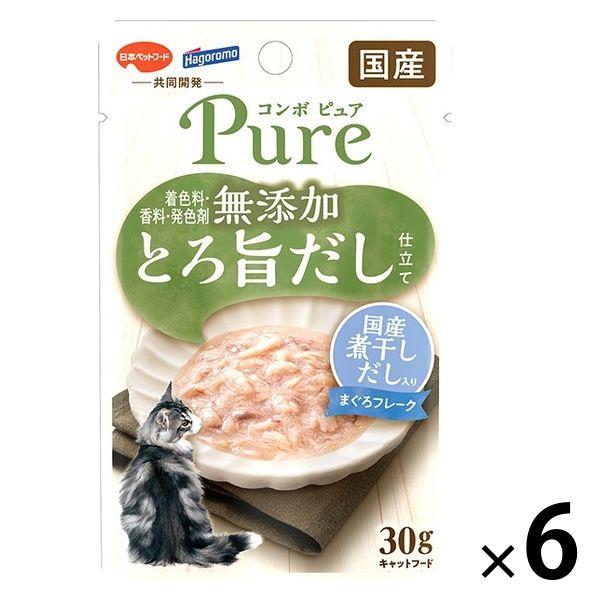 コンボ ピュア キャット パウチ まぐろ・国産煮干しだし入り 無添加 国産 30g 1セット（1個×6）キャットフード