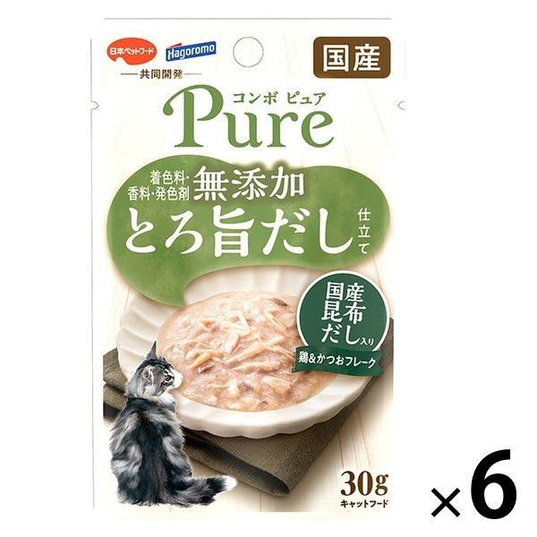 コンボ ピュア キャット パウチ 鶏＆かつお・国産昆布だし入 無添加 国産 30g 1セット（1個×6）キャットフード