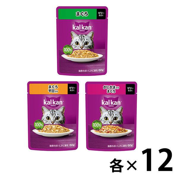 （お得なアソート）カルカン 成猫用 キャットフード パウチ まぐろシリーズ 36袋（12袋×3種）ウェット
