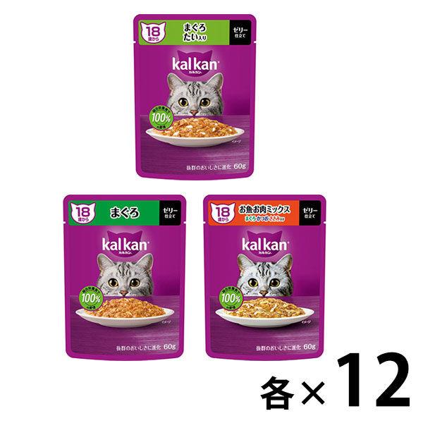 （お得なアソート）カルカン 18歳以上 キャットフード パウチ 36袋（12袋×3種）　シニア猫 ウェット