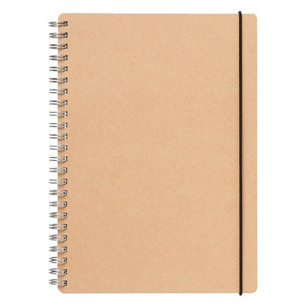 無印良品 上質紙ダブルリングノート ドット方眼 ベージュ A5 白 70枚 ゴム留め付き 良品計画