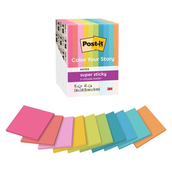 スリーエム(3M) ポストイット ふせん 付箋 強粘着 ノート 76×76mm プロモーションパック1 1箱（10冊入） 654SS-MC-HFBR