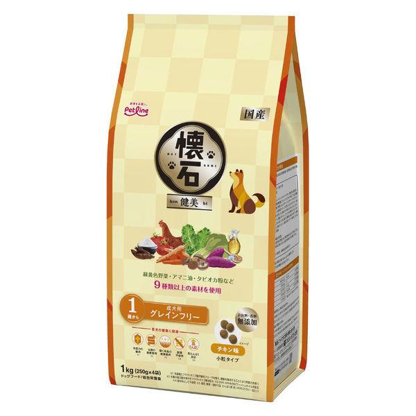 懐石 健美 グレインフリー 1歳から チキン味 国産 1kg（250g×4袋）1個 ペットライン ドッグフード 犬用