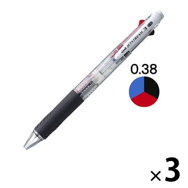 LOHACO - ジェットストリーム 3色ボールペン 0.38mm 油性 透明軸 SXE3