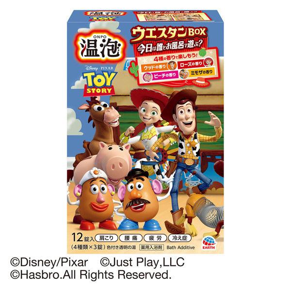 入浴剤 炭酸 温泡 ONPO  トイ・ストーリー ウエスタンBOX 1箱（4種×3錠） 透明タイプ アース製薬