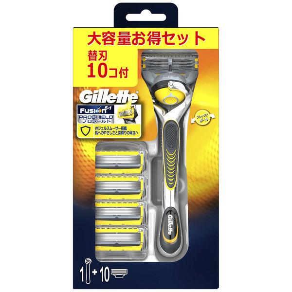 ジレット（Gillette）髭剃り プロシールド 9B 極薄5枚刃 本体＋替刃10個付 大容量お得セット 究極の深剃り＋肌への優しさ