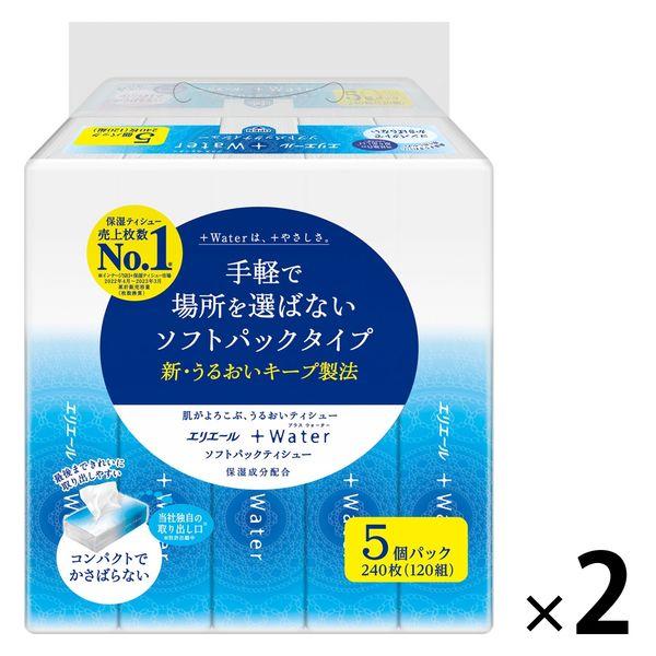 ティッシュペーパー 保湿 120組 エリエール +Water ソフトパックティッシュー 1セット（5個入×2パック）大王製紙