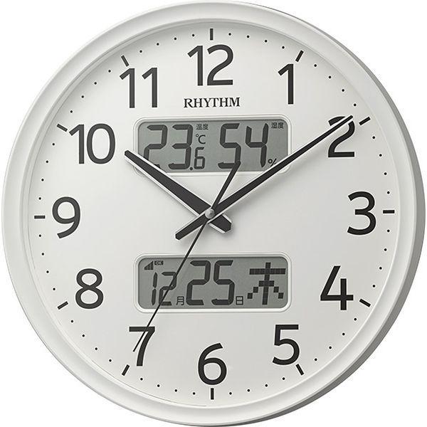 RHYTHM（リズム） フィットウェーブリブA03 掛け時計 [電波 温湿度 カレンダー] 直径350mm 8FYA03SR03 1個 アナログ表示