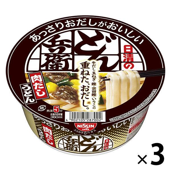 日清食品 日清のあっさりおだしがおいしいどん兵衛 ４種の具材が入った肉だしうどん 3個 カップ麺 カップうどん 大容量まとめ買い