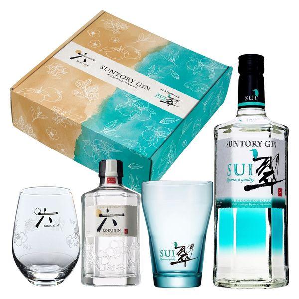 EC限定 サントリー 翠 700ml ＆ ROKU ＜六＞ 200ml+ロゴ入グラス付き 化粧箱入 1セット ギフト　贈答　ジン　飲み比べ