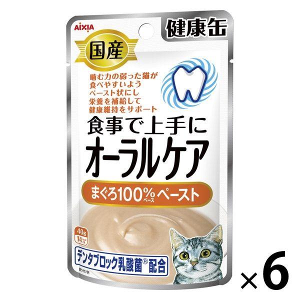 健康缶 オーラルケア まぐろペースト 国産 40g 1セット（1袋×6）キャットフード 猫用 ウェット パウチ