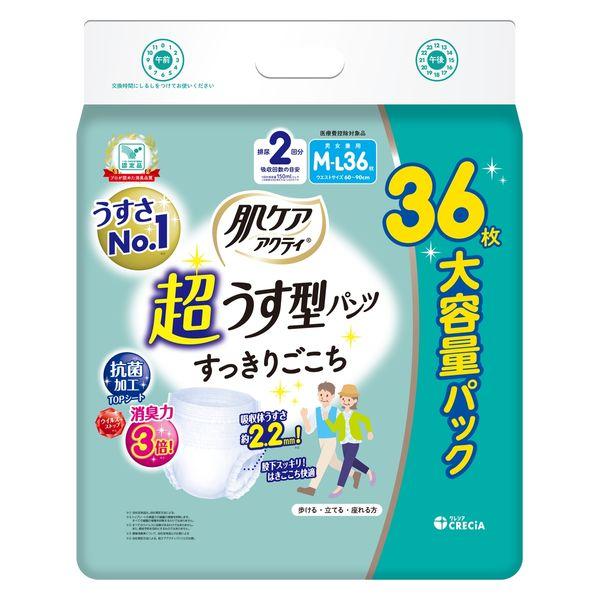 日本製紙クレシア 肌ケア アクティ超うす型パンツ すっきりごこち M-L36枚 2回分吸収 1パック（36枚入）