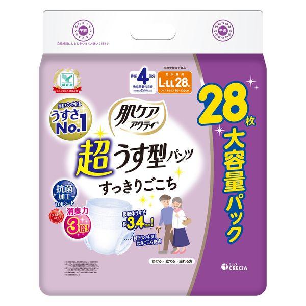 日本製紙クレシア 肌ケア アクティ超うす型パンツ すっきりごこち L-LL28枚 4回分吸収 1パック（28枚入）