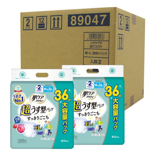 日本製紙クレシア 肌ケア アクティ超うす型パンツ すっきりごこち M-L36枚 2回分吸収 1箱（36枚入×2パック）