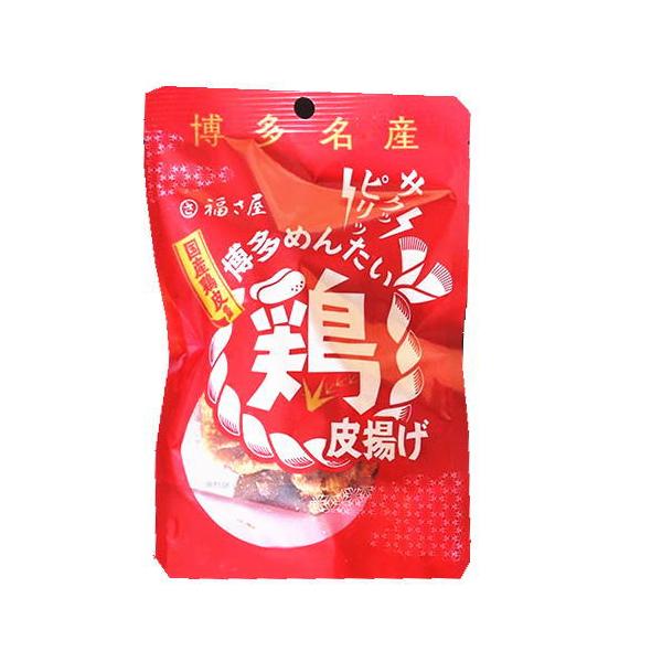 ■名称：鶏皮の唐揚げ■内容量：40g■原材料名鶏皮（国産）、でん粉、明太調味液、メンタイ風シーズニング、唐辛子、揚げ油（大豆油）/調味料（アミノ酸等）、着色料（パプリカ色素、紅麹）、香料、酸化防止剤（V.C、V.E）、ナイアシン、発色剤（亜...