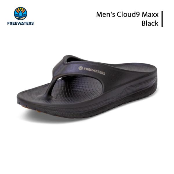 メンズ サンダル フリーウォータース Cloud9 Maxx Black free waters ブラック トングサンダル 海 プール 夏 衝撃吸収 ふかふか リカバリー